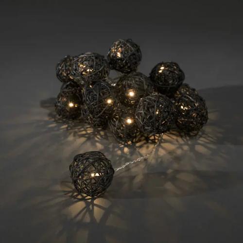 String Lights 16 Balls LED Warm White LED IP20 Black Konstsmide