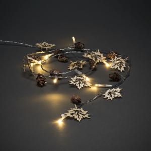 Garland 10 Pine Cones in Wood, Warm White LED 3xAA, Konstsmide