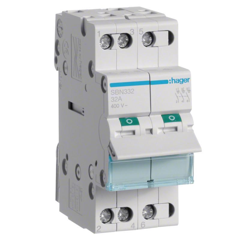 Strömställare 3Poler 3x32A 230VAC IP20 Hager