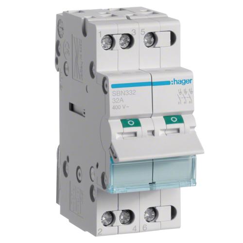 Afbryder 3Polet 3x32A 230VAC IP20 Hager