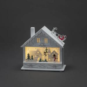 Batteridrevet Silhuethus 4 LED IP20 Træ Hvid Konstsmide