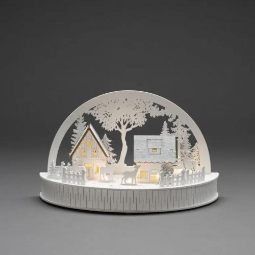 Siluett Motiv Hus Och Snögubbe 5 LED IP20 Vit Konstsmide