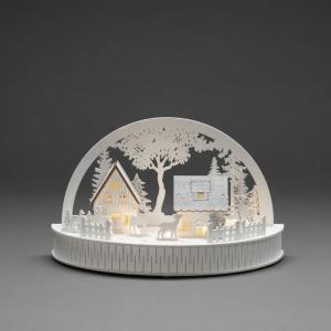 Siluett Motiv Hus Och Snögubbe 5 LED IP20 Vit Konstsmide