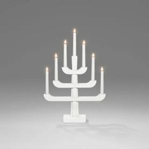Electric Candlestick 7 Lights E10 230V IP20 Wood White Konstsmide