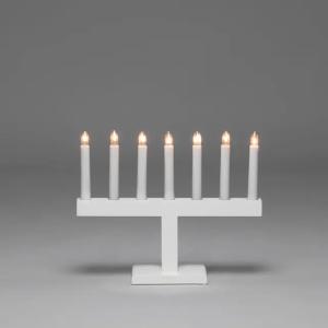 Electric Candlestick 7 Warm White Candles E10 IP20 Wood White Konstsmide