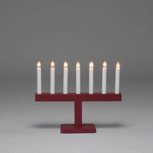 Electric Candlestick 7 Warm White Candles E10 IP20 Wood Red Konstsmide