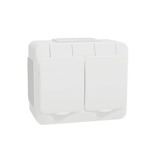 Vægstikkontakt Aqua-Stark 2-vejs+J 16A 250V IP44 Skruetilslutning Polarhvid Schneider Electric