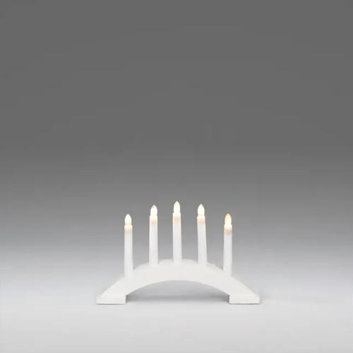 Lysestage 5 Lys E10 230V IP20 Træ Hvid Lak Konstsmide