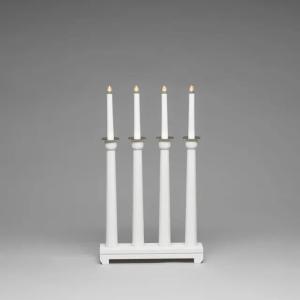 Elljusstake 4 Ljus E10 IP20 Trä Vit Konstsmide