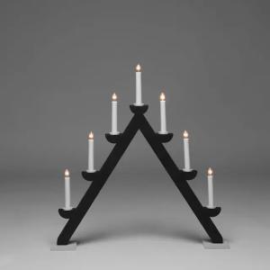 Electric Candlestick 7 Candles With Grey Rings E10 IP20 Wood Matt Black Konstsmide