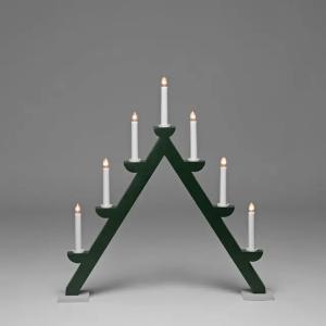 Electric Candlestick 7 Candles With Grey Rings E10 IP20 Wood Green Konstsmide