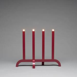 Elljusstake 4 Ljus E10 IP20 Trä Röd Konstsmide