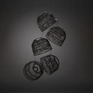 Large Lampshade Rattan IP44 Black 5pcs Konstsmide