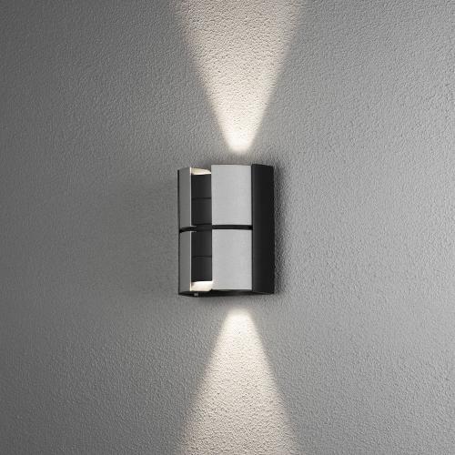 Vidar Vägglykta LED 2x5W 230V IP44 Svart Silver Konstsmide