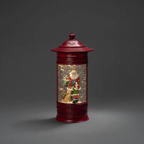 Vandfyldt Lanternepostkasse Med Julemand IP20 Rød Konstsmide