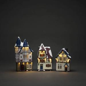 Batteridrevne 3 Små Huse 23 LED IP20 Flerfarvet Konstsmide