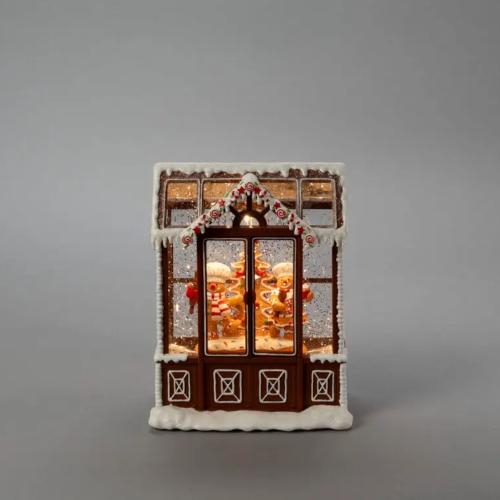 Vattenfylld Lykta Pepparkakshus LED IP20 Brun Konstsmide