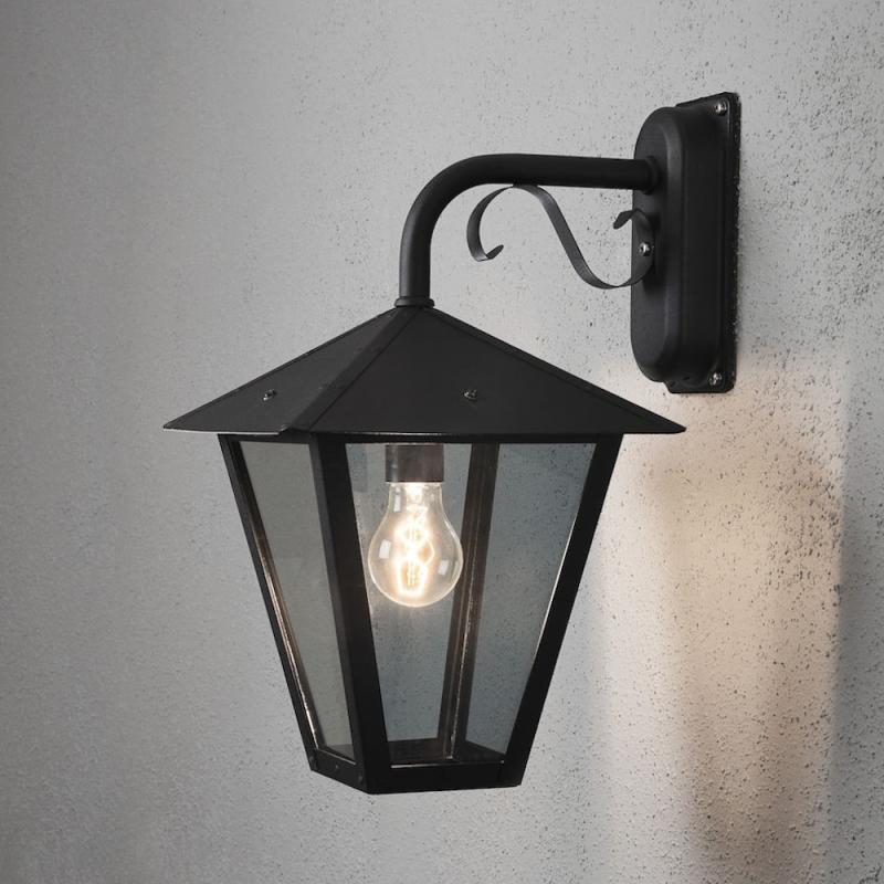 Benu Vägglykta Ned E27 230-240V IP23 Svart Konstsmide