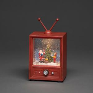 Vandfyldt Lanterne-TV Med Dreng Og Grantræ LED IP20 Brun Konstsmide