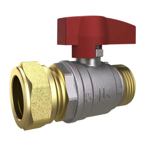LK Ball Valve 802 Straight Cu22xG20 External Red Knob