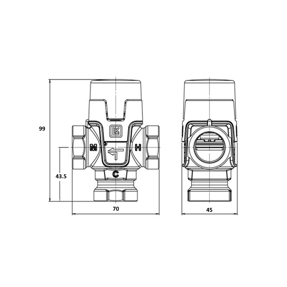 Codip Rp20 Valve LK 551 HydroMix Mixing Valve Rp20 Internal Thread