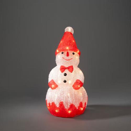 Snemand Akryl 37cm 40 LED IP44 Klar/Rød Konstsmide