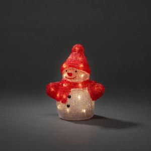 Battery Operated ​Snowman Acrylic 24 Warm White LED IP20 Clear/Red Konstsmide