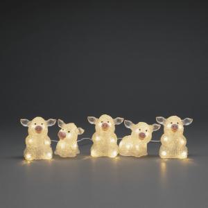 Pigs Acrylic Transparent 5 Pieces 40 Warm White LED 24V/IP44, Konstsmide