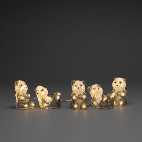 Panda Bears Akryl 5stk 40 LED IP44 Varm Hvid Konstsmide