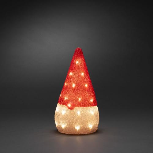 Tomte Akryl 37cm 32 LED IP44 Klar/Röd Konstsmide
