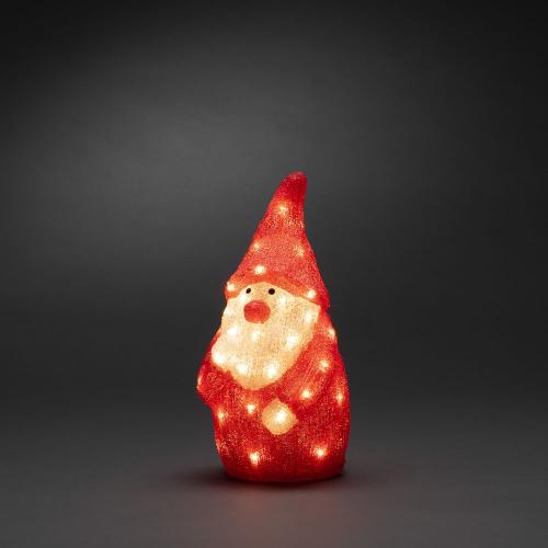 Tomte Akryl 38cm 40 LED IP44 Klar/Röd Konstsmide