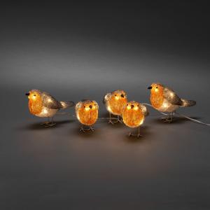 Small Birds, Robin, Acrylic 5 Pieces Warm White LED 24V/IP44, Konstsmide