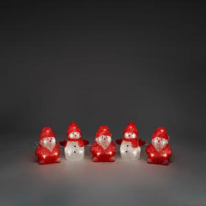Snowmen & Santas Acrylic 5 Pieces Warm White LED 24V/IP44, Konstsmide