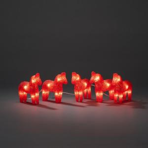 Horses Acrylic Red 5 Pieces 40 Warm White LED 24V/IP44, Konstsmide