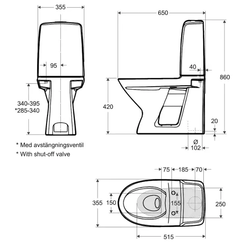 Ifö Spira Toalettstol 6260 Inbyggt S-Lås Hårdsits Rimfree