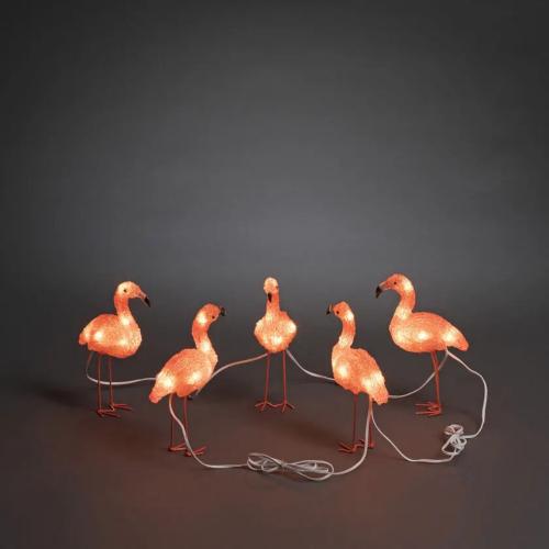 Flamingos Akryl 5stk 40 LED IP44 Amber Konstsmide
