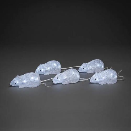 Mus Akryl 5stk 40 LED IP44 Hvid Konstsmide