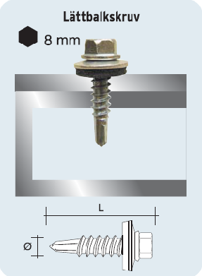 LÄTTBALKSKRUV SVART 5,5X25 100 ST