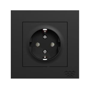 Socket 1-Way With Earth Recessed Screw OceanPlastic 16A Black Elko