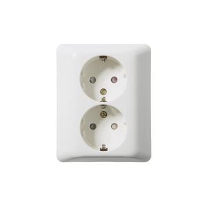 Socket 2-Way Recessed With Earth DUO Without Fixing Claws 250V 16A Mountain White Elko