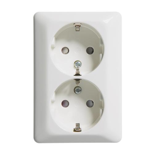 Uttag 2-Vägs UTV Med Jord 16A 250V IP21 Fjällvit Elko