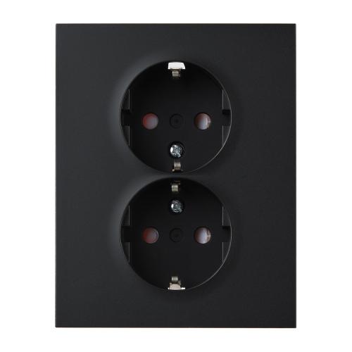 Stikkontakt 2-Vejs Stikkontakt Med Jord Forsænket Skrue 230V 16A Sort Elko