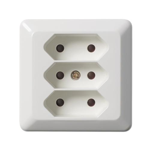 Uttag 3-Vägs Euro UTV 250V 16A Fjällvit 5st Elko