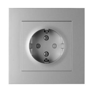 Outlet 1-Way With Earth I Fast 16A 250V IP20 Aluminum 5pcs Elko