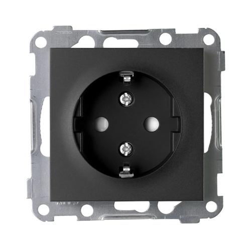 Vægstik 1-Vejet Med Jord Uden Stel 16A 250V IP20 Sort Elko