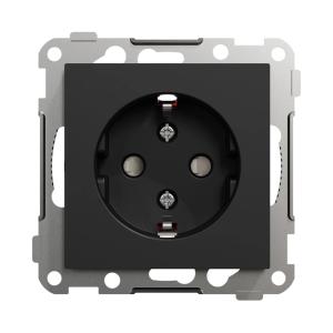 Socket 1-Way Recessed With Earth Comb RS 16A 250V IP21 Black Elko