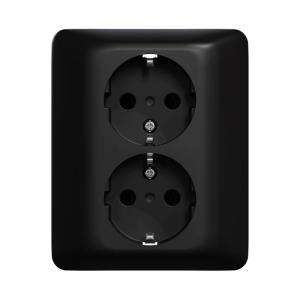 Socket 2-Way Recessed 6x2 Fast RS 250V 16A IP21 Black Elko