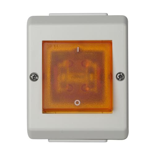 Strømafbryder 2-Pol UTV Med Lys 250V 16A IP55 Bjerghvid 5stk Elko