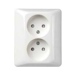 Socket 2-Way Recessed Without Earth Without Claws 250V 16A Mountain White Elko