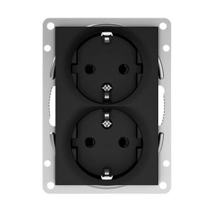 Socket 2-Way Option With Earth 250V 16A Black 5pcs Elko